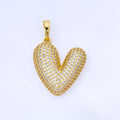 24K Gold Filled 30mm Micro Paved CZ Chubby Heart Pendant | AA1664