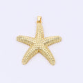 24K Gold Filled 37mm Dotted Sea Starfish Animal Charm in Gold and Silver | AH532