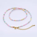 24K Gold Filled 3mm White, Pink, Blue, Multicolor Gloss Round Shell Pearl 15.5 Inch Necklace | WA-3164 ~ WA-3167