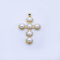 24K Gold Filled 40mm Shell Pearl Micro Paved CZ Religious Cross Pendant | AA1671