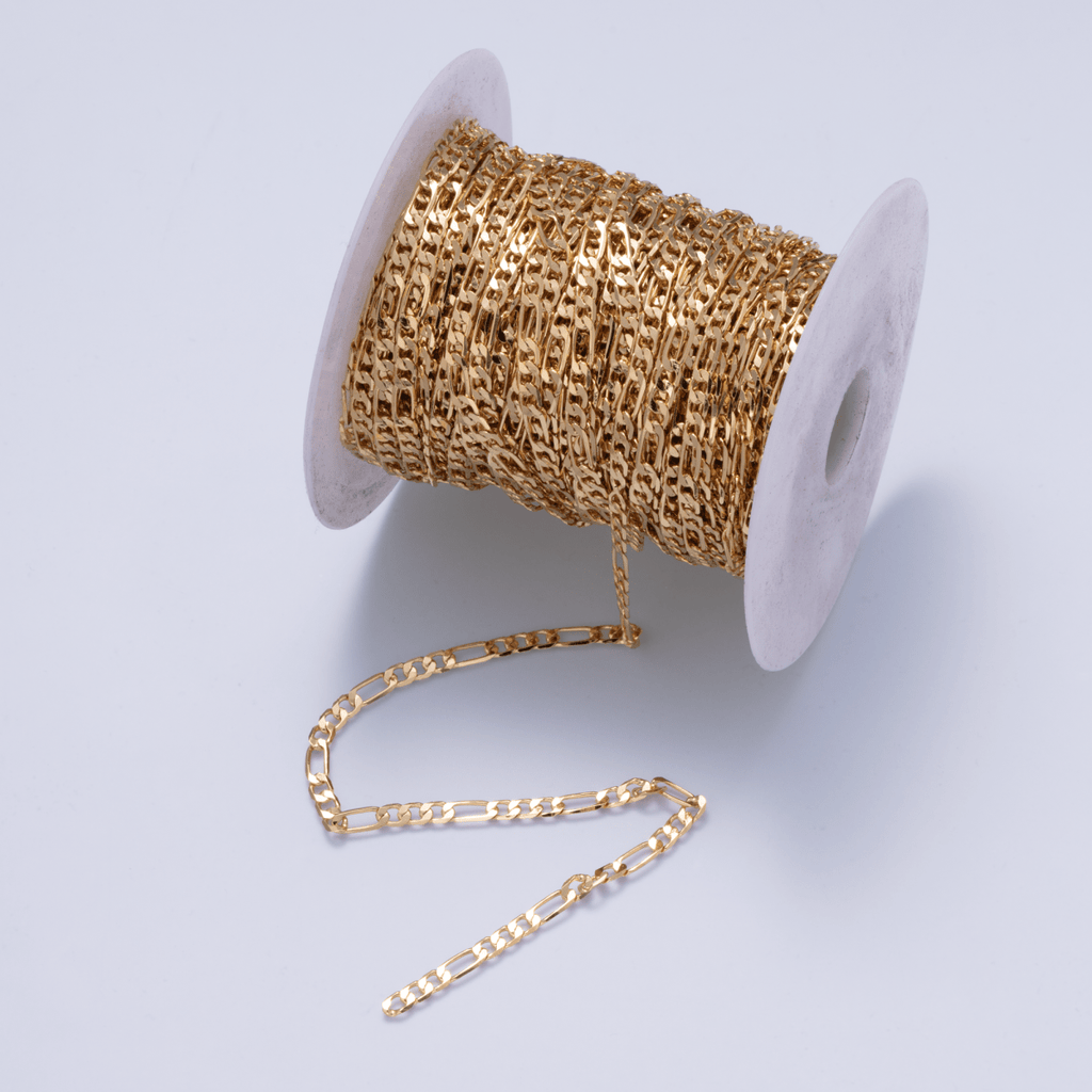 24K Gold Filled 4.5mm Minimalist Figaro Unfinished Chain by Yard | Roll-01870
