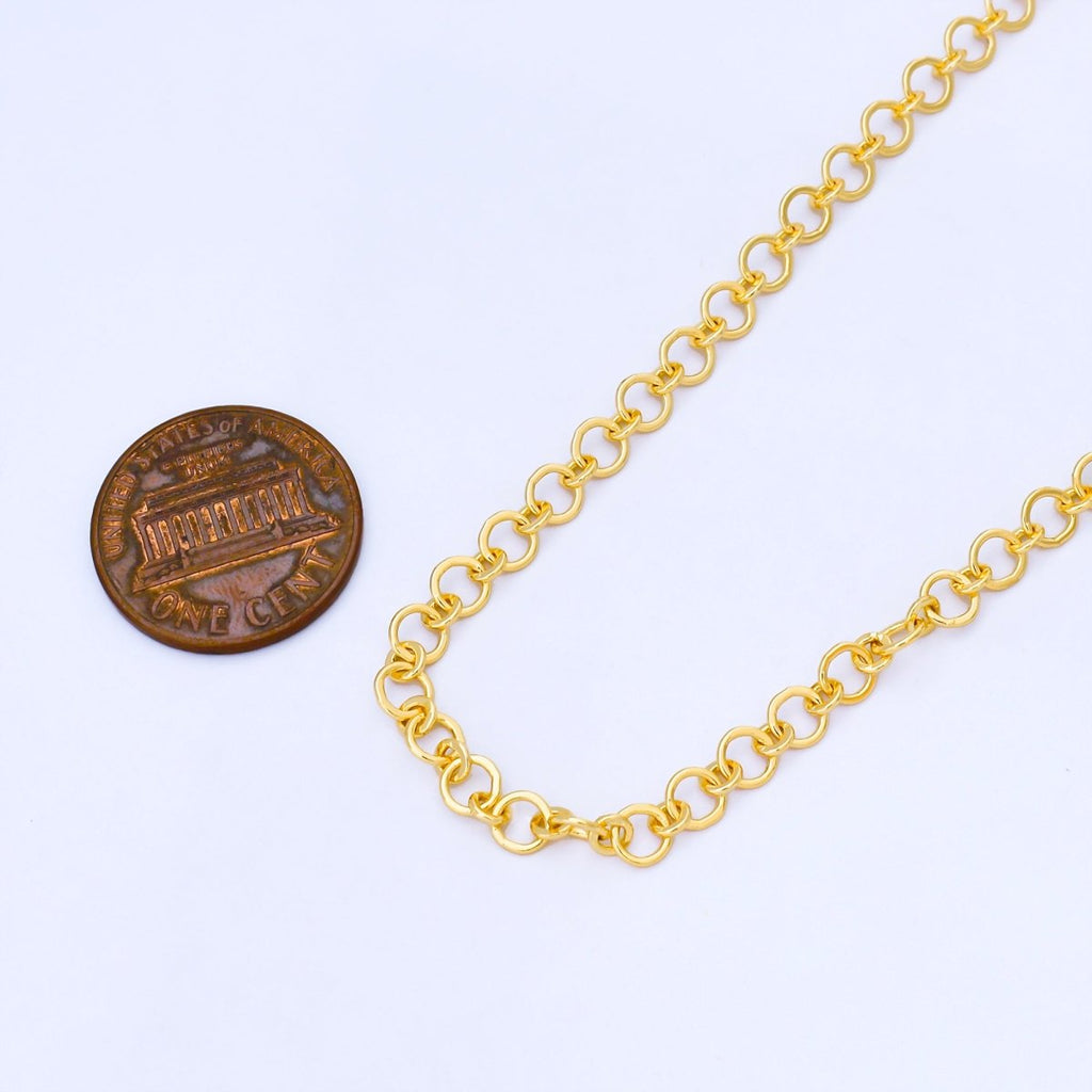24K Gold Filled 4mm Minimalist Round Rolo Unfinished Chain by Yard | Roll-1997