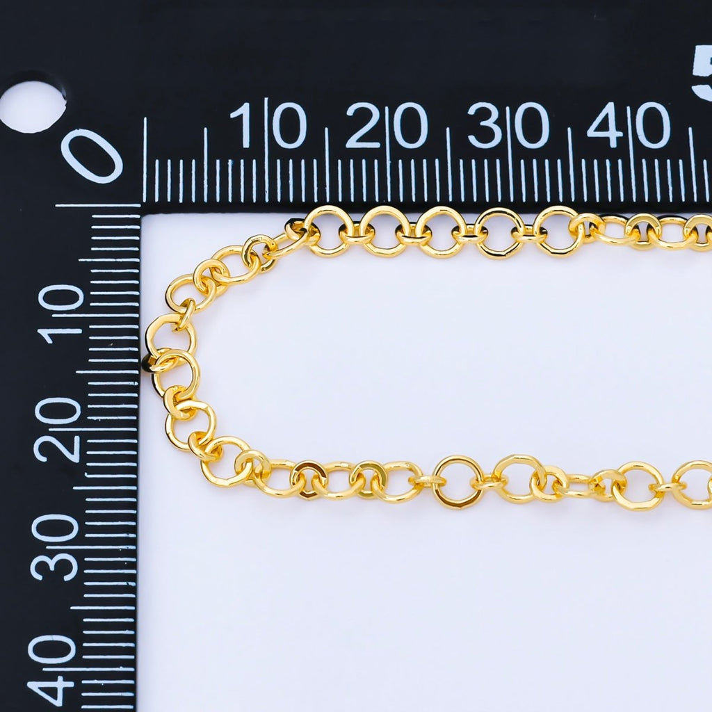 24K Gold Filled 4mm Minimalist Round Rolo Unfinished Chain by Yard | Roll-1997