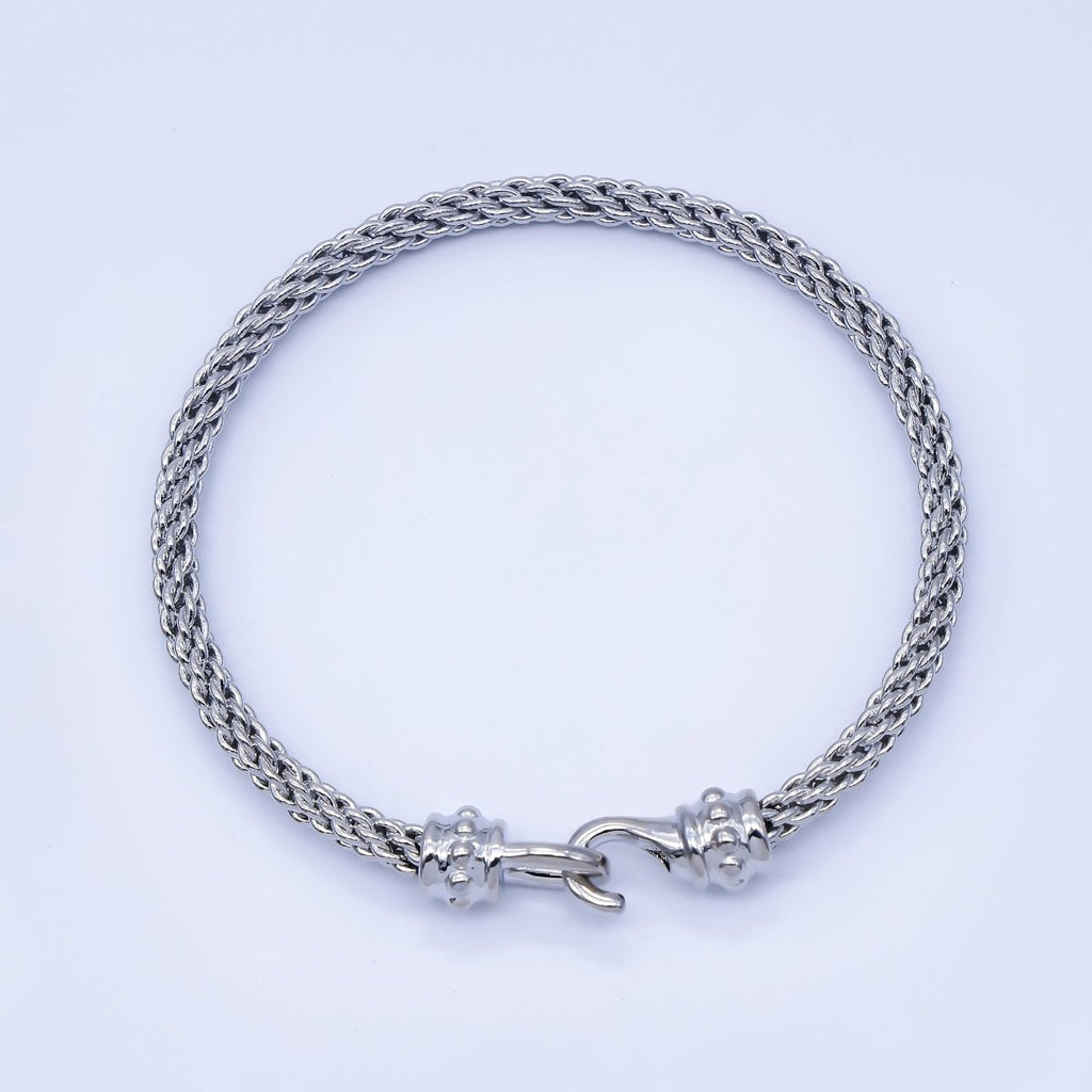 24K Gold Filled 4mm Twisted Rope Mixed Metal Bangle Bracelet Men Woman Jewelry | WA-03891