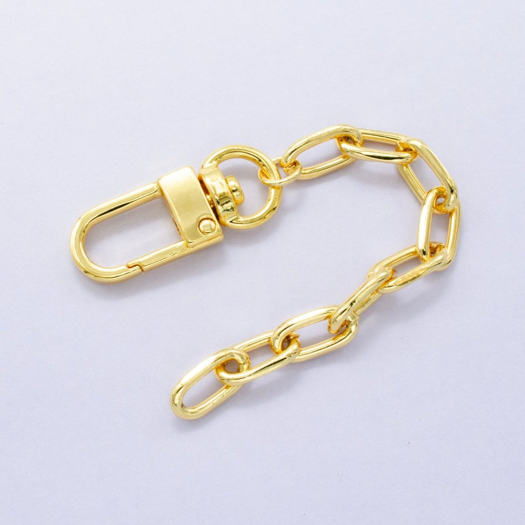 24K Gold Filled 5 Inch Paperclip Chain Bag Purse Charm Keychain Findings | WA-2899
