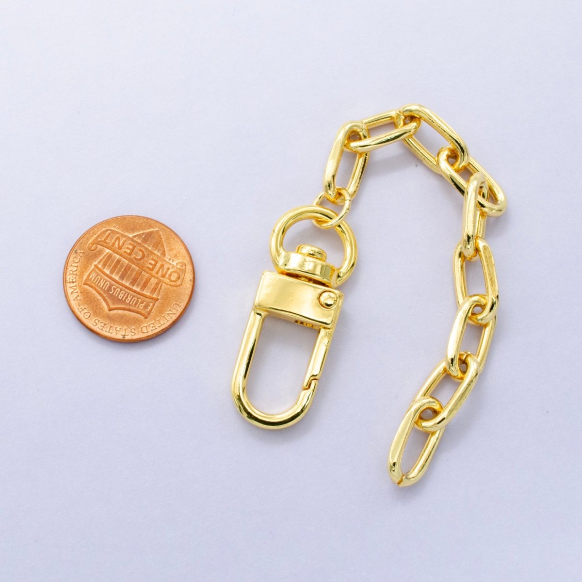 24K Gold Filled 5 Inch Paperclip Chain Bag Purse Charm Keychain Findings | WA-2899