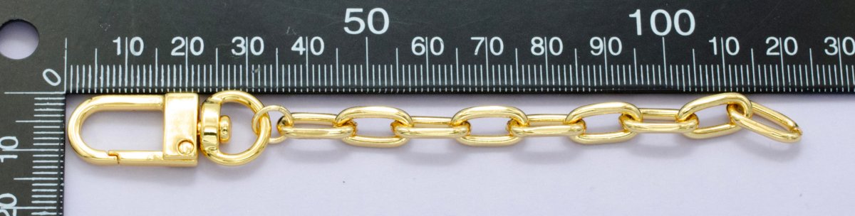 24K Gold Filled 5 Inch Paperclip Chain Bag Purse Charm Keychain Findings | WA-2899