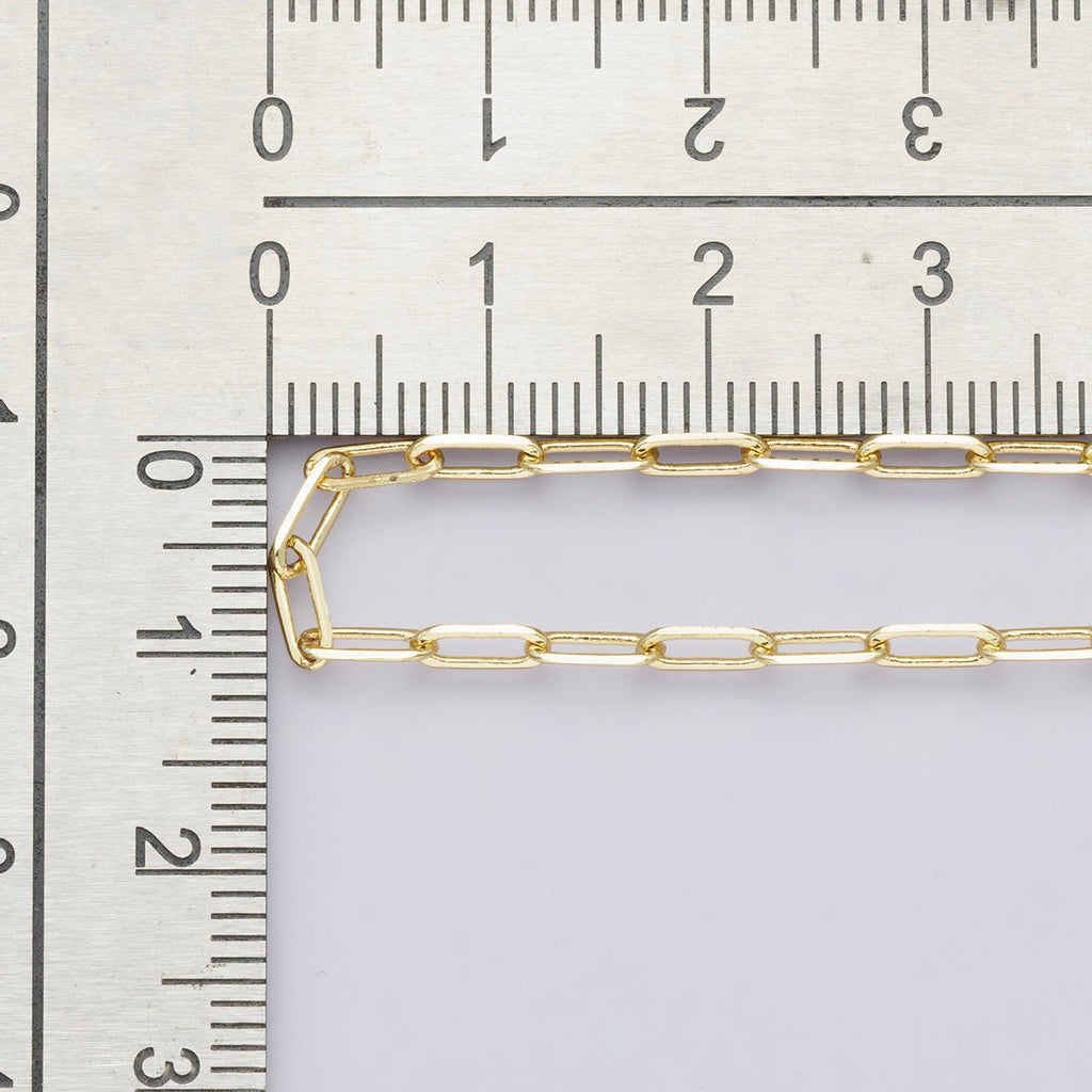 24K Gold Filled 6.4mm x 2.4mm Minimalist Paperclip Unfinished Chain by Yard | Roll-00575