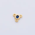 24K Gold Filled 6mm Blue, Red, Green, Clear CZ Round Bezel Triple Connector | Z1479 - Z1481