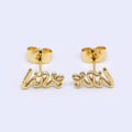 24K Gold Filled 6mm "Love" Cursive Script Stud Earrings | AI475
