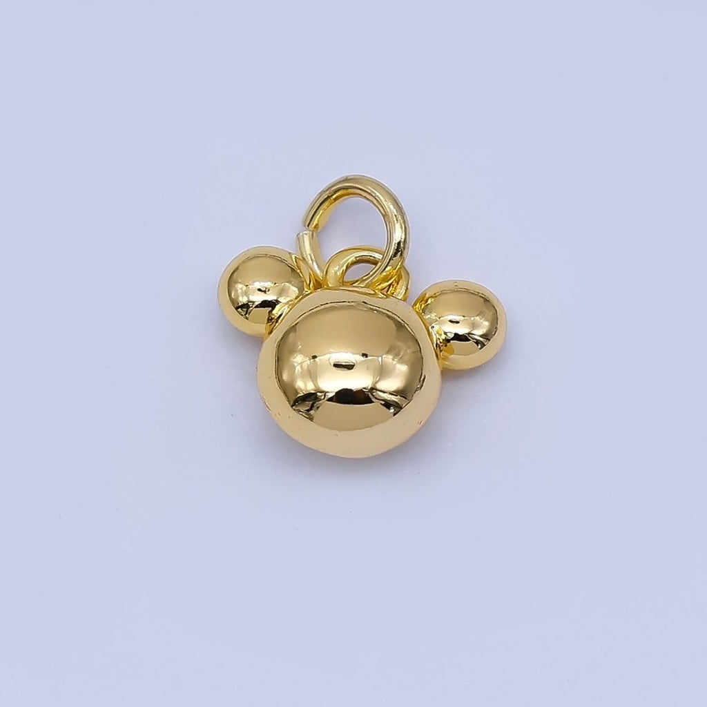 24K Gold Filled 7mm Chubby Mouse Ears Animal Charm in Gold & Silver | AF1583