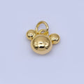 24K Gold Filled 7mm Chubby Mouse Ears Animal Charm in Gold & Silver | AF1583