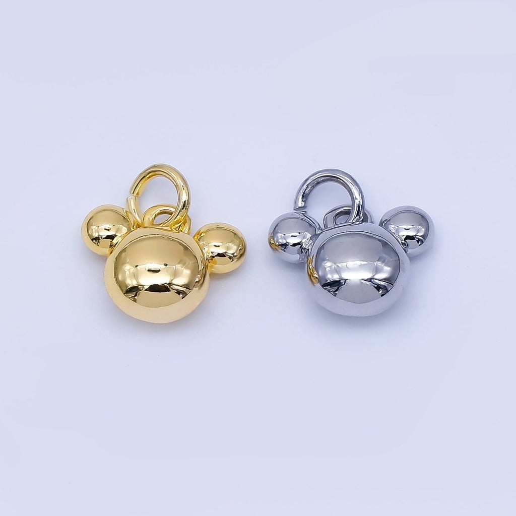 24K Gold Filled 7mm Chubby Mouse Ears Animal Charm in Gold & Silver | AF1583