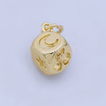 24K Gold Filled 8mm Celestial Moon Star Butterfly Dice Multidimensional 3D Charm in Gold & Silver | AJ471
