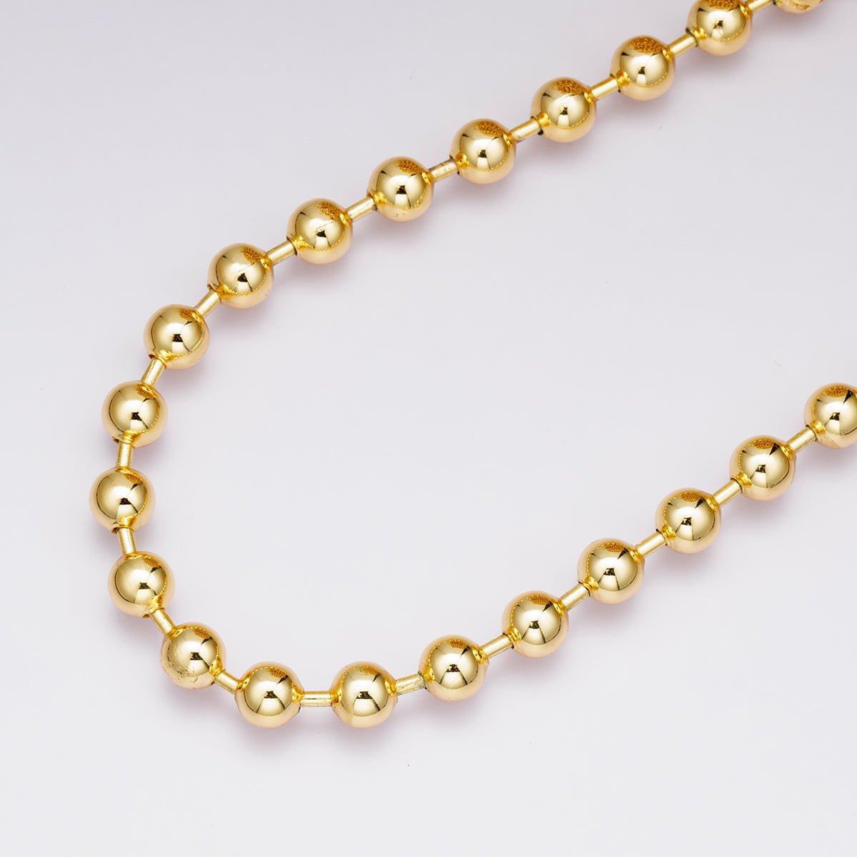 24K Gold Filled 8mm Round Ball Bead Unfinished Chain by Yard | Roll-01860
