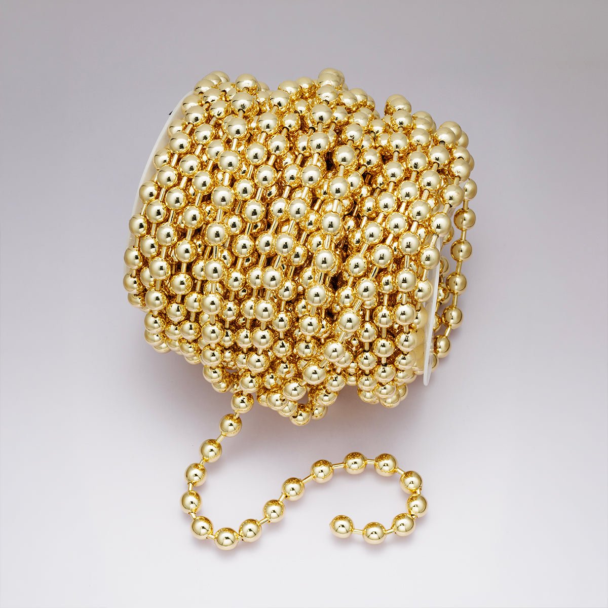 24K Gold Filled 9.5mm Round Ball Bead Unfinished Chain by Yard | Roll-01859