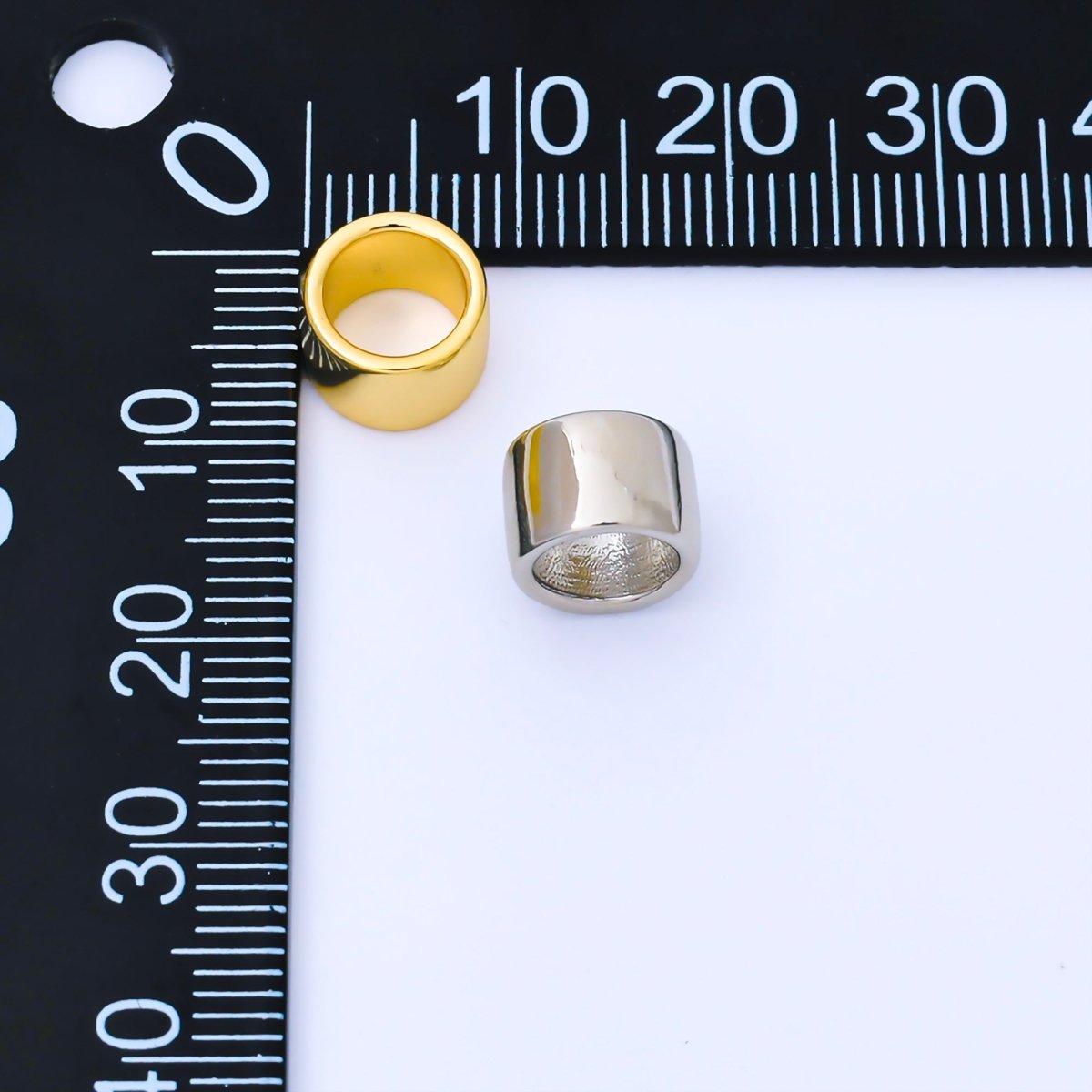 24K Gold Filled 9mm x 6mm Minimalist Wide Bead in Gold & Silver | B487