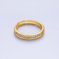 24K Gold Filled Micro Paved CZ Textured Adjustable Ring | O334
