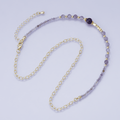 24K Gold Filled Amethyst Multifaceted Gemstone Ball Ribbed Cable Chain Half 16 Inch Necklace w. Extender | WA-04206