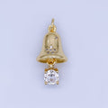24k Gold Filled Bell with Solitaire CZ Ball Drop Charm | AF1504