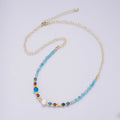 24K Gold Filled Blue Multifaceted Gemstone Ball Cable Chain Half 18 Inch Necklace w. Extender | WA-04232