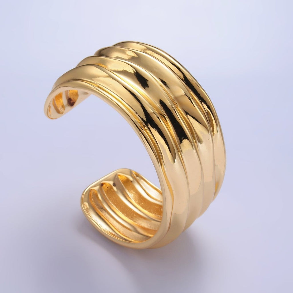 24K Gold Filled Chunky Cuff Band Bangle Bracelet | WA-3976