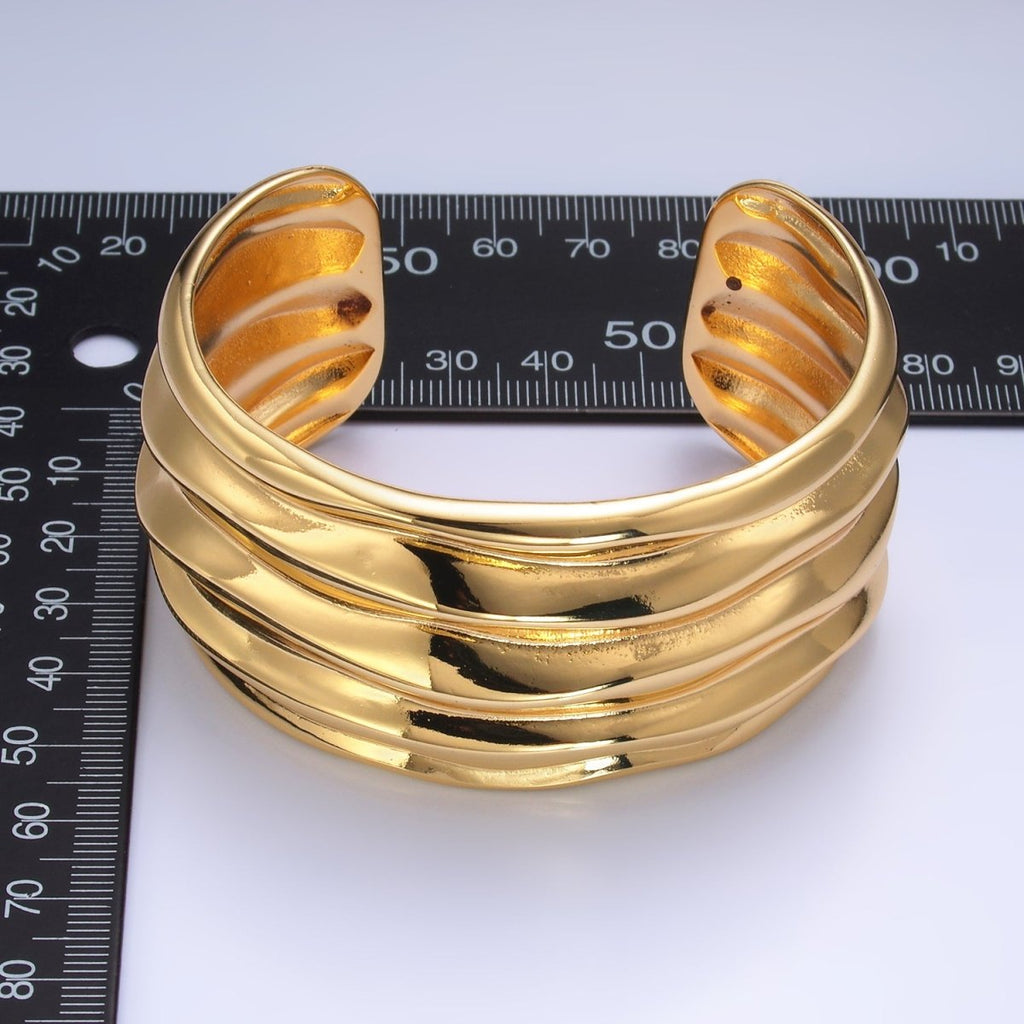 24K Gold Filled Chunky Cuff Band Bangle Bracelet | WA-3976
