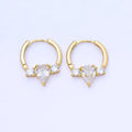 24K Gold Filled 15mm Clear CZ Three CZ Sideways Cluster Huggie Earrings | AB1624