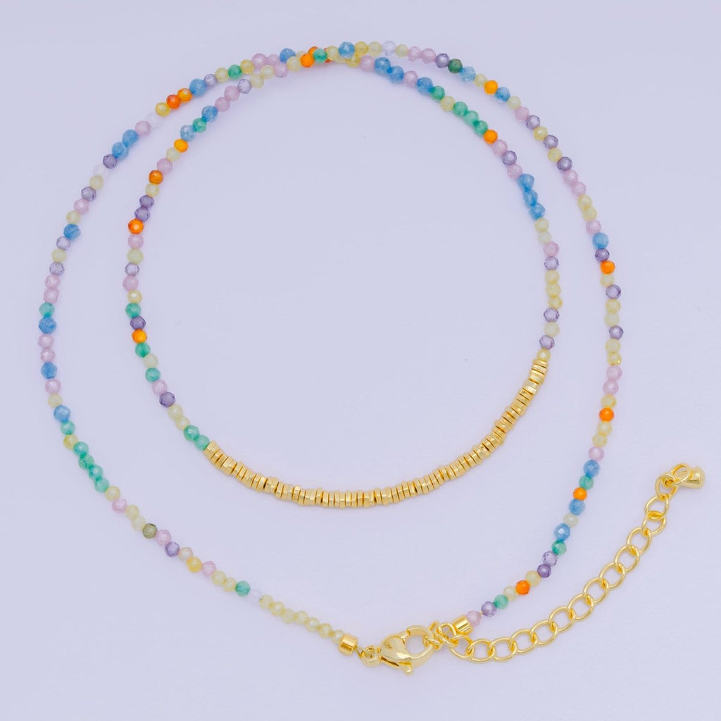 24K Gold Filled Colorful Gemstone Bead Necklace 16.92 Inch with Extender | WA-3626 - WA-3644