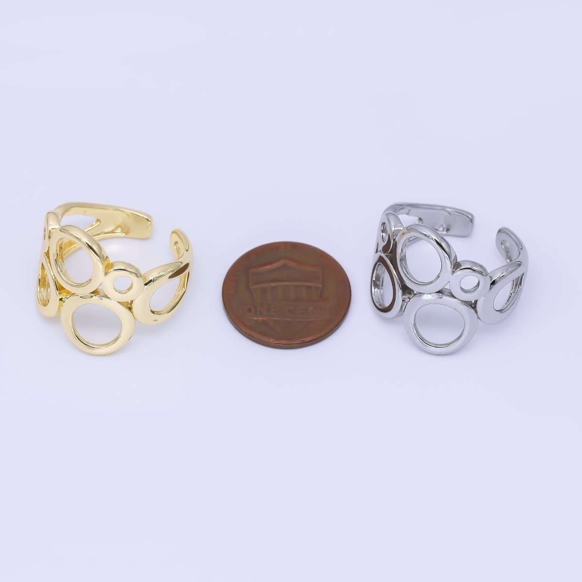 24K Gold Filled Geometric Open Circle Round Ring in Gold & Silver | O1642 O1641
