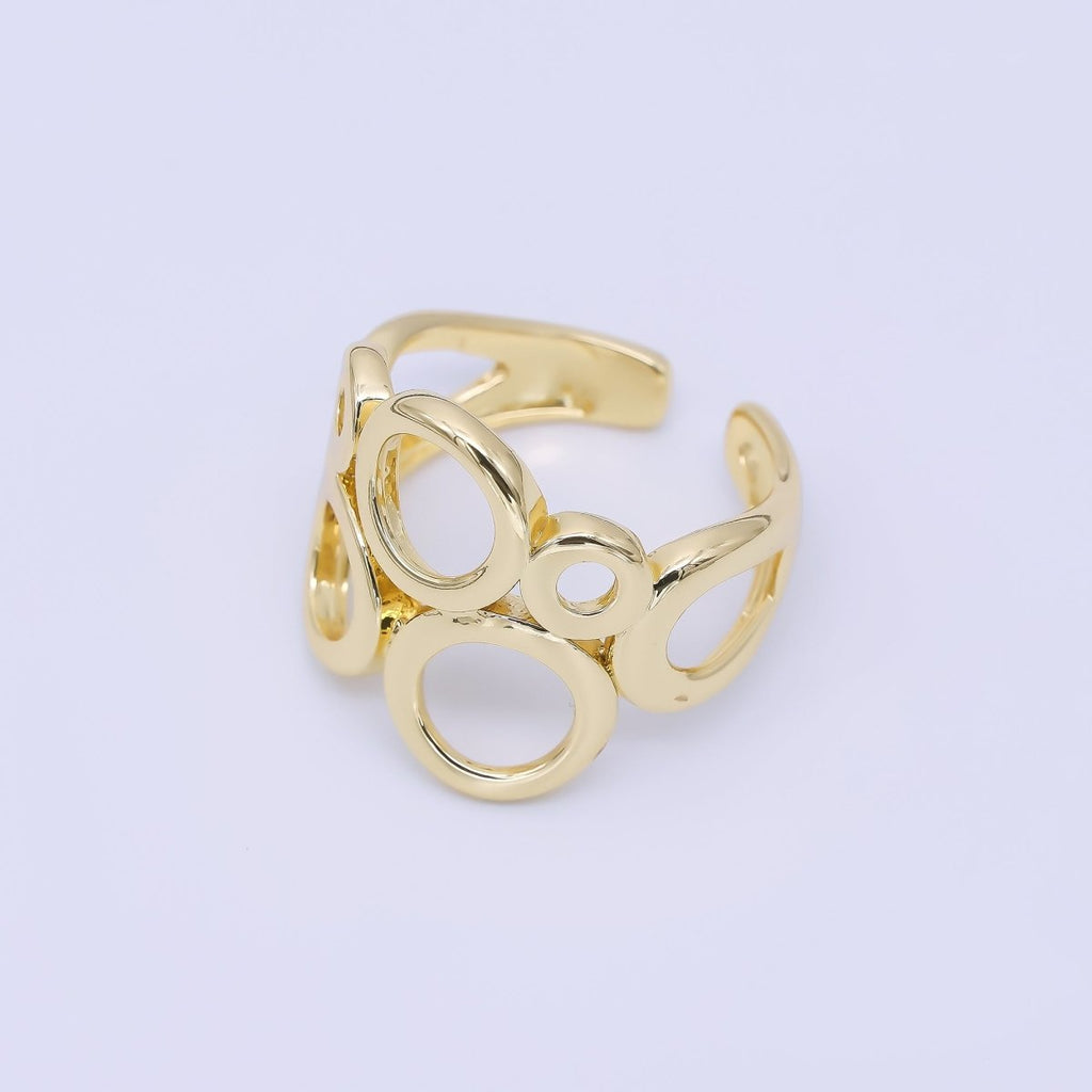 24K Gold Filled Geometric Open Circle Round Ring in Gold & Silver | O1642 O1641