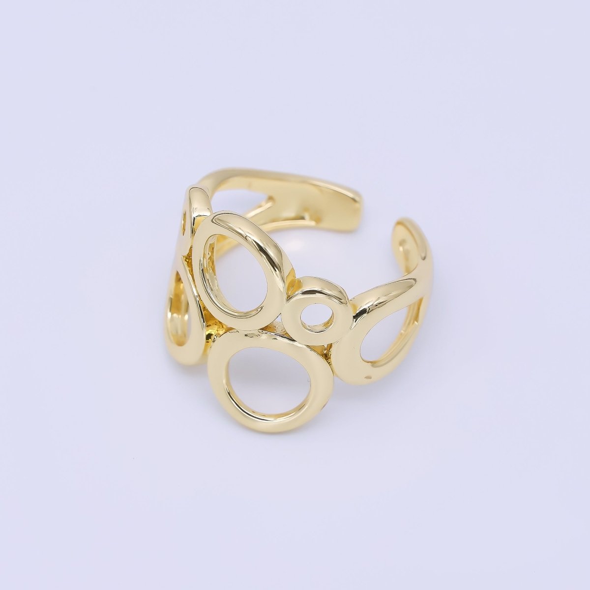 24K Gold Filled Geometric Open Circle Round Ring in Gold & Silver | O1642 O1641