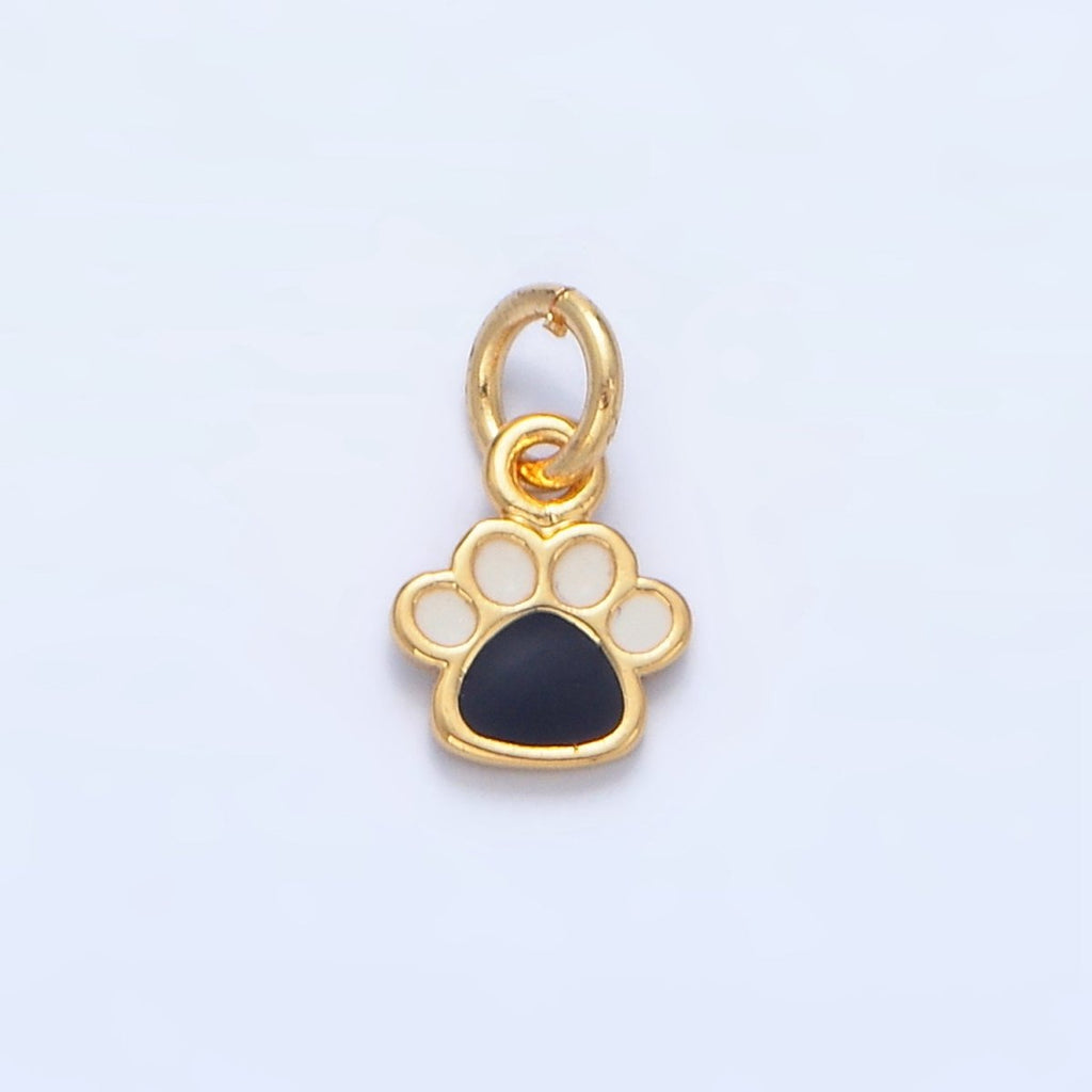 24K Gold Filled Mini Pet Animal Paw Print Enamel Charm | X829