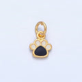 24K Gold Filled Mini Pet Animal Paw Print Enamel Charm | X829
