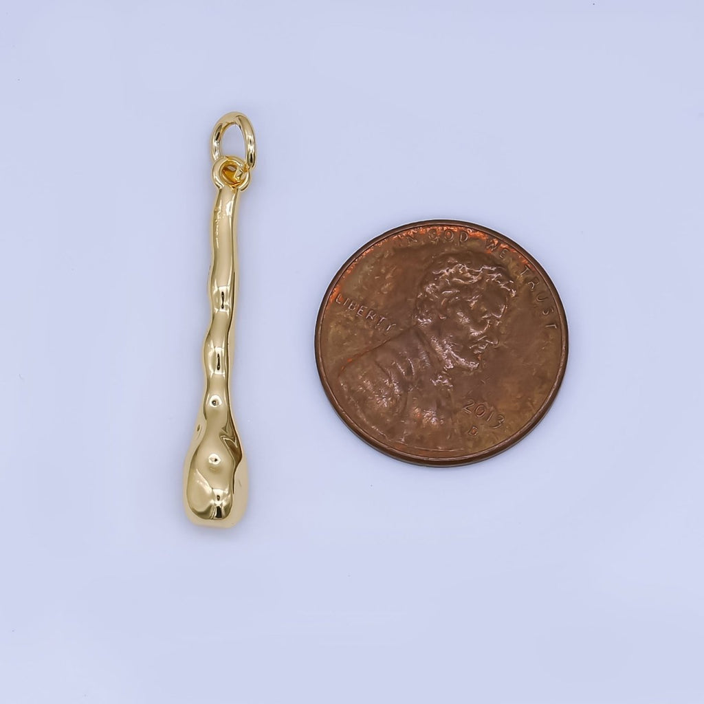 24k Gold Filled Molten Curvy Linear Drop Charm | AF1507