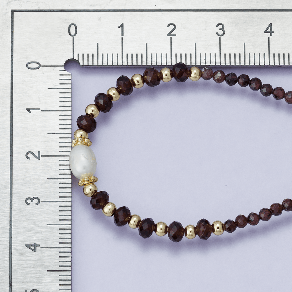 24K Gold Filled Red Multifaceted Gemstone Bead Figaro Chain Half 16 Inch Necklace w. Extender | WA-04207