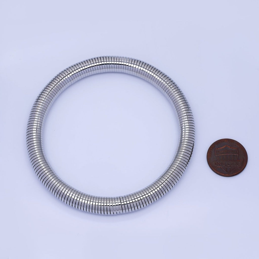 24K Gold Filled Ribbed Twisted Rope Flexi Coil Bangle Bracelet in Gold & Silver |  WA-3896