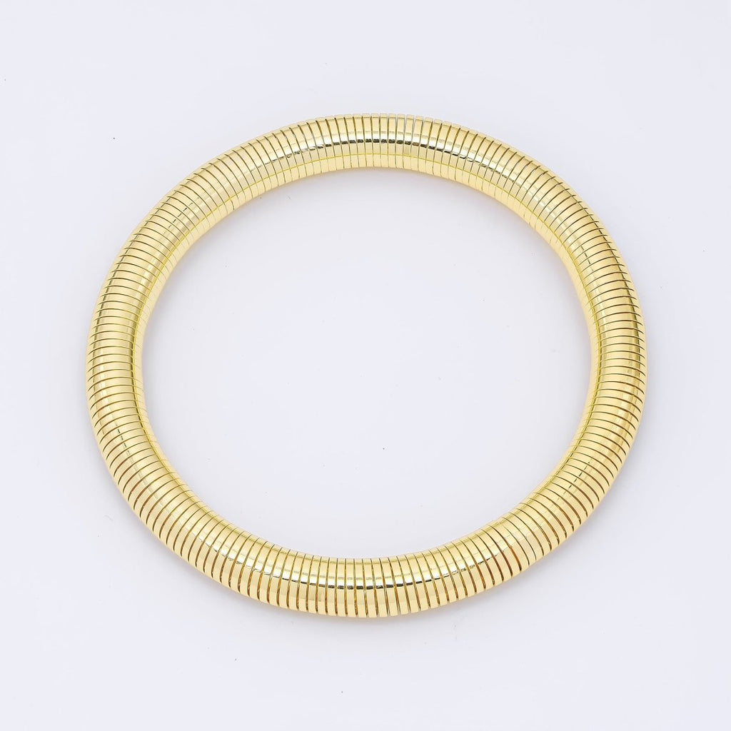 24K Gold Filled Ribbed Twisted Rope Flexi Coil Bangle Bracelet in Gold & Silver |  WA-3896