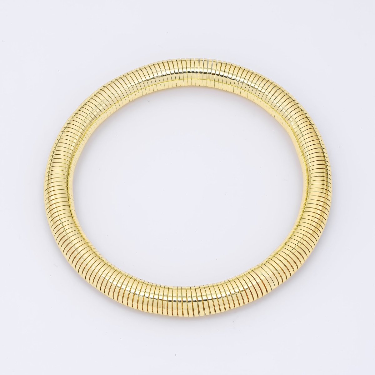 24K Gold Filled Ribbed Twisted Rope Flexi Coil Bangle Bracelet in Gold & Silver |  WA-3896