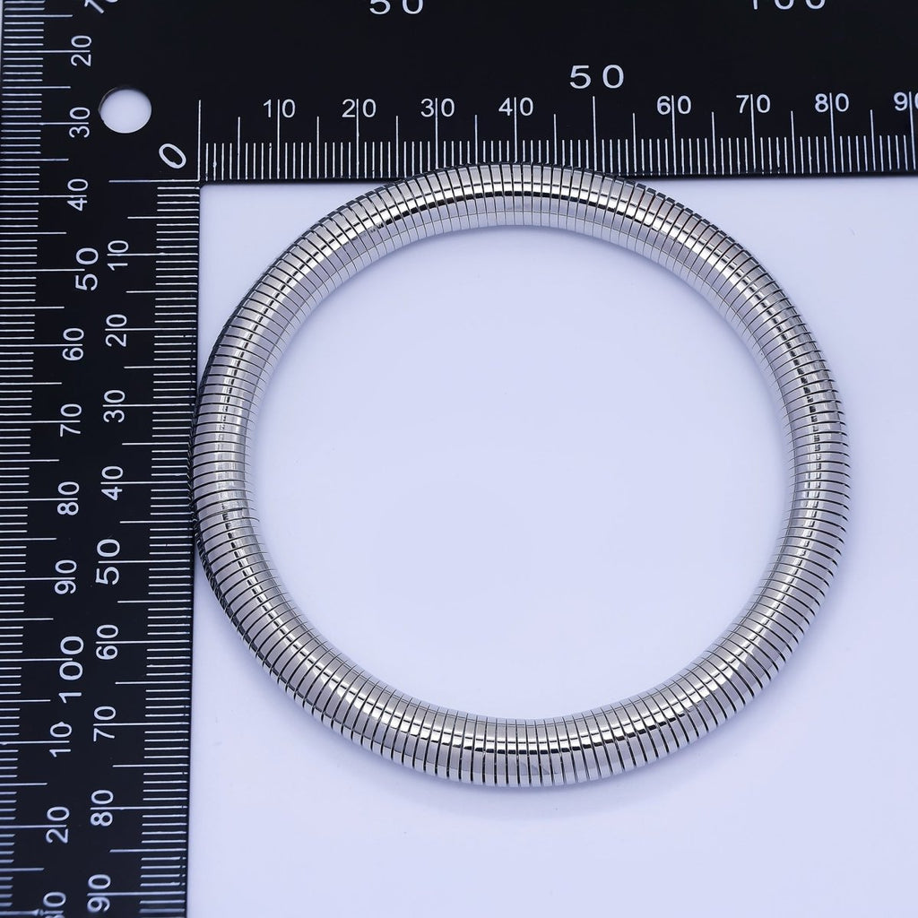 24K Gold Filled Ribbed Twisted Rope Flexi Coil Bangle Bracelet in Gold & Silver |  WA-3896