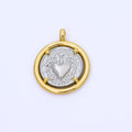 24K Gold Filled Sacred Heart Pendant Mix Metal Religious Charm | AF1559