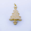 24K Gold Filled Shell Pearl Christmas Tree Charm in Gold & Silver | C813