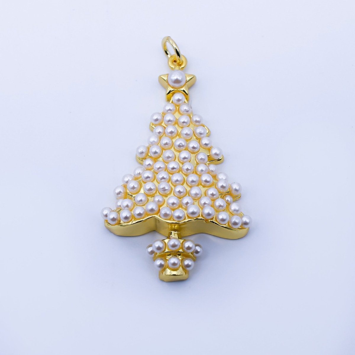 24K Gold Filled Shell Pearl Christmas Tree Charm in Gold & Silver | C813