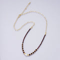 24K Gold Filled Shell Pearl Red Agate Multifaceted Gemstone Ball Paperclip Chain Half 18 Inch Necklace w. Extender | WA-04237