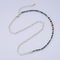 24K Gold Filled Sunstone Amazonite Round Multifaceted Gemstone Paperclip Chain Half 17.5 Inch Necklace w. Extender | WA-04201
