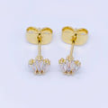 24K Gold Filled Clear CZ Triple Baguette Stud Earrings in Silver & Gold | AB1632