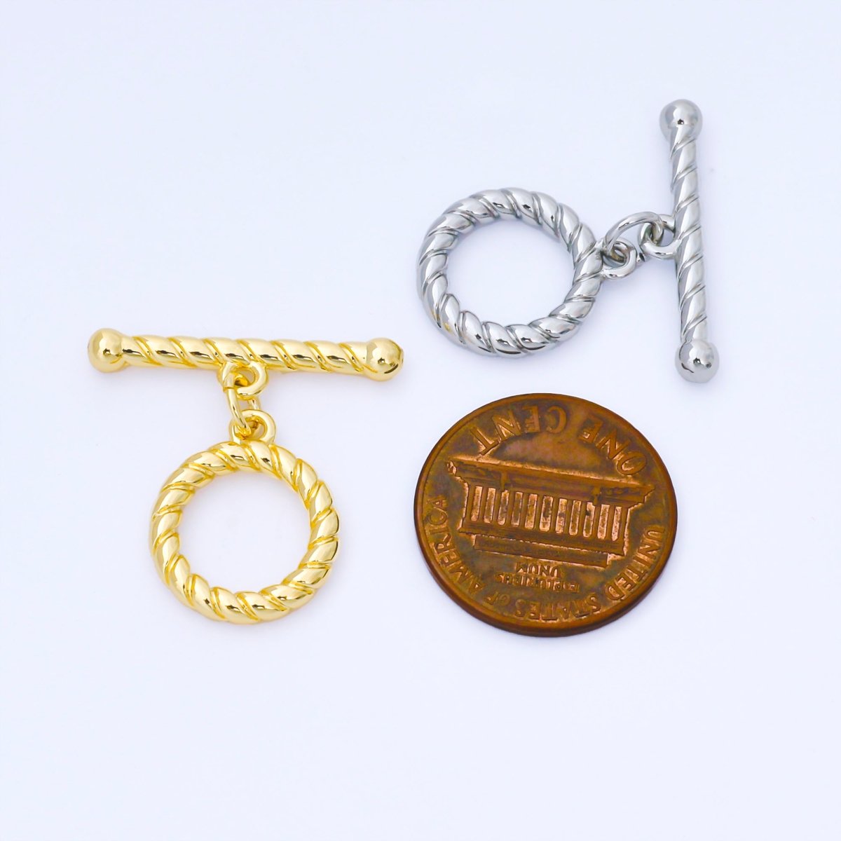 24K Gold Filled 5mm Ribbed Rope OT Toggle Clasp Closure Finding in Gold & Silver | Z1490