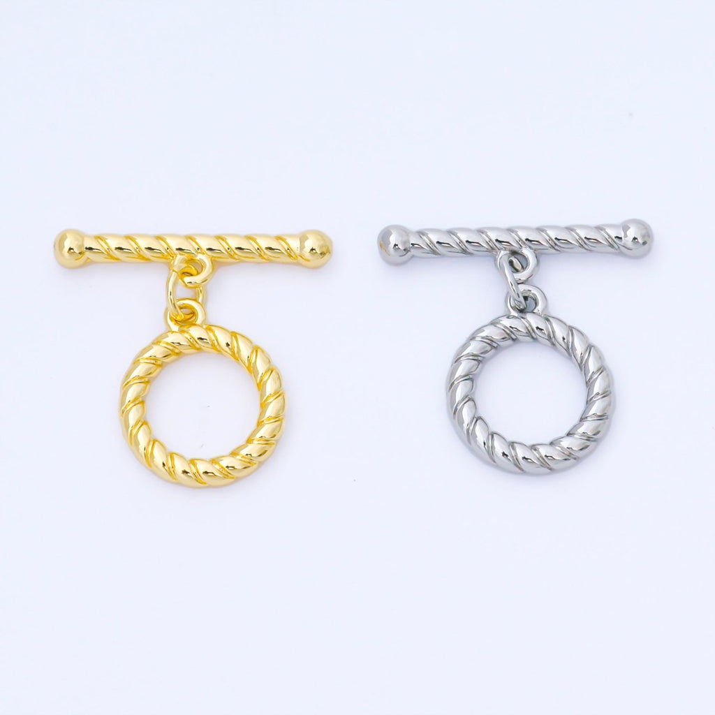 24K Gold Filled 5mm Ribbed Rope OT Toggle Clasp Closure Finding in Gold & Silver | Z1490
