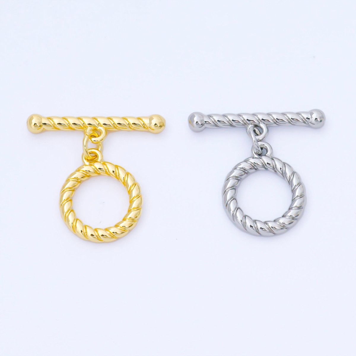 24K Gold Filled 5mm Ribbed Rope OT Toggle Clasp Closure Finding in Gold & Silver | Z1490
