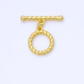24K Gold Filled 5mm Ribbed Rope OT Toggle Clasp Closure Finding in Gold & Silver | Z1490
